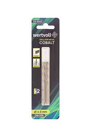 Сверло для металла WERTVOLL HSS 4.0х75 мм COBALT DIN 338 набор 2 шт DR-5040 Харків