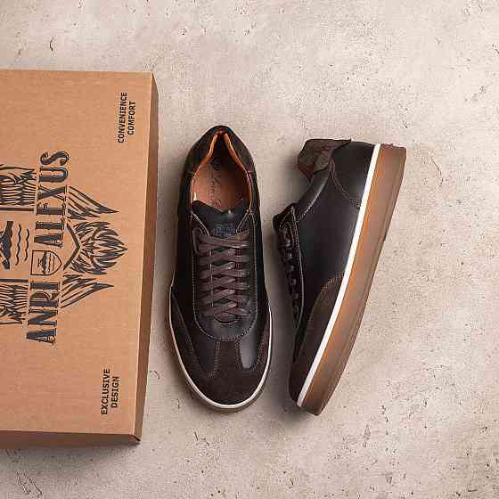 Мужские кожаные кроссовки Classic Brown Київ