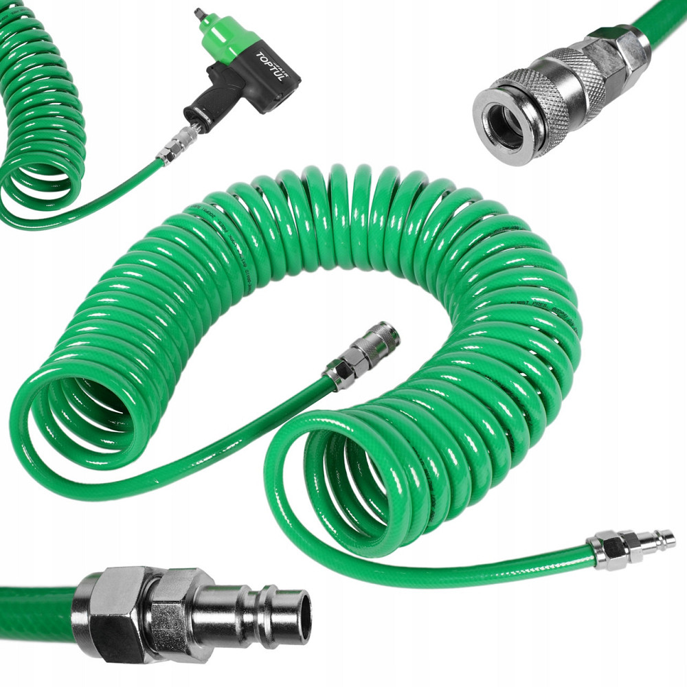 Шланг спиральный полиуретановый 8*12мм 15м с быстросъемными соединениями TOPTUL KHLC0815E Харків - зображення 2