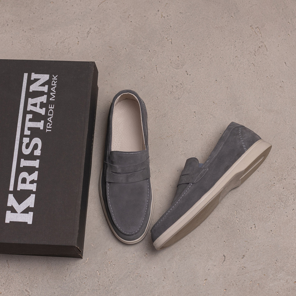 Мужские кожаные лоферы Light gray Киев - изображение 7