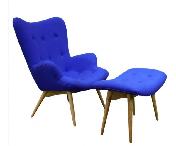 Крісло Флоріно з банкеткою синя тканина Дніпро - зображення 1