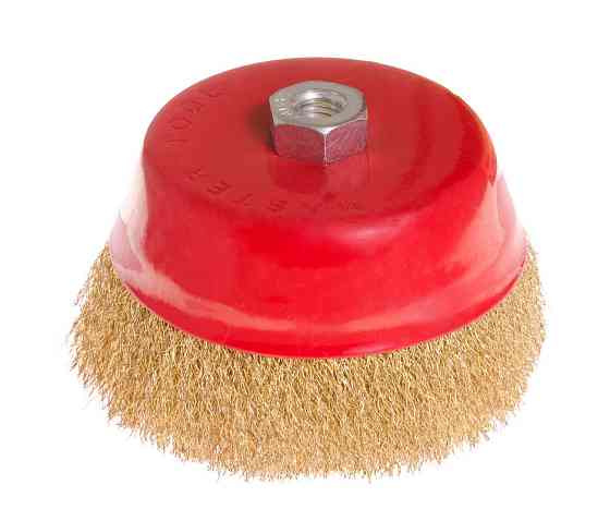 Щетка торцевая MASTERTOOL из латунированной рифленой проволоки Ø 150 мм М14 19-7115 Харьков