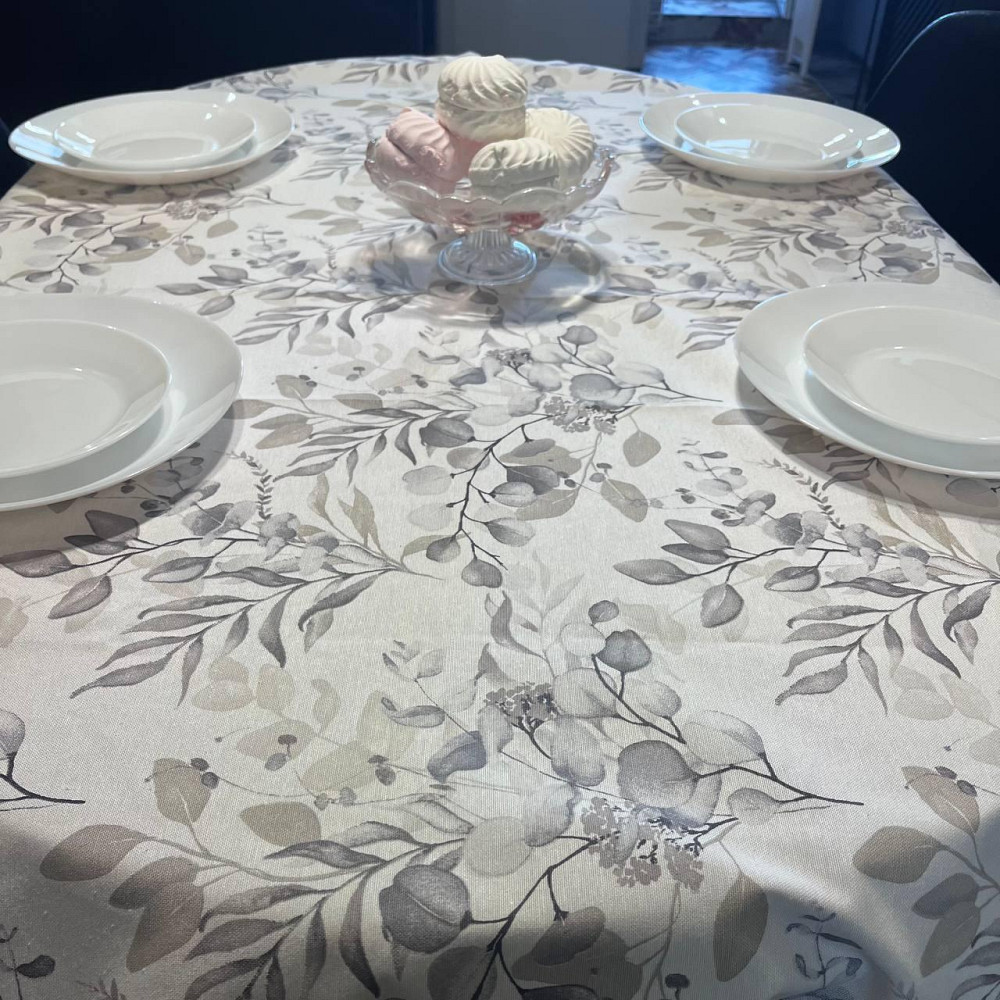 Скатерть водоотталкивающая 120х170см Эвкалипт Серый Одесса - изображение 2