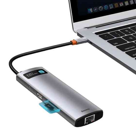 Переходник HUB Baseus Metal Gleam Series 7-Port (Type-C to HDMI+USB3.0*3+PD+RJ45) (B0003070) Херсон