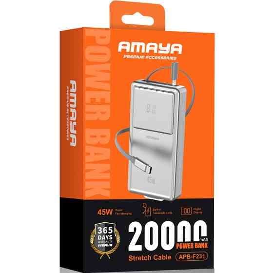 Уценка Портативное ЗУ Power Bank Amaya F231 45W with display and cable 20000 mAh Херсон