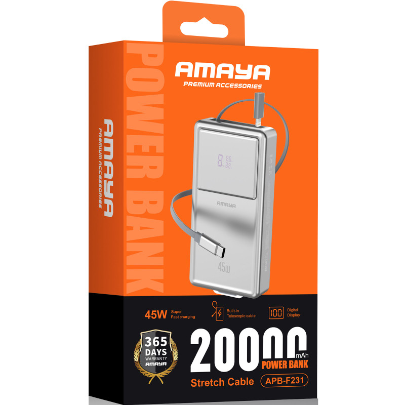 Уценка Портативное ЗУ Power Bank Amaya F231 45W with display and cable 20000 mAh Херсон - зображення 2