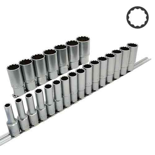 Набор головок торцевых на планке (длинные) 12-гр. 1/2" 23ед. TOPTUL GAAQ1623U-12 Харьков
