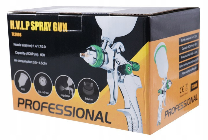 Краскопульт пневматический TE2008 HVLP, форсунки 1.4, 1.7 и 2 мм TE2008-1.4-1.7-2.0 AIRKRAFT Харків - зображення 5