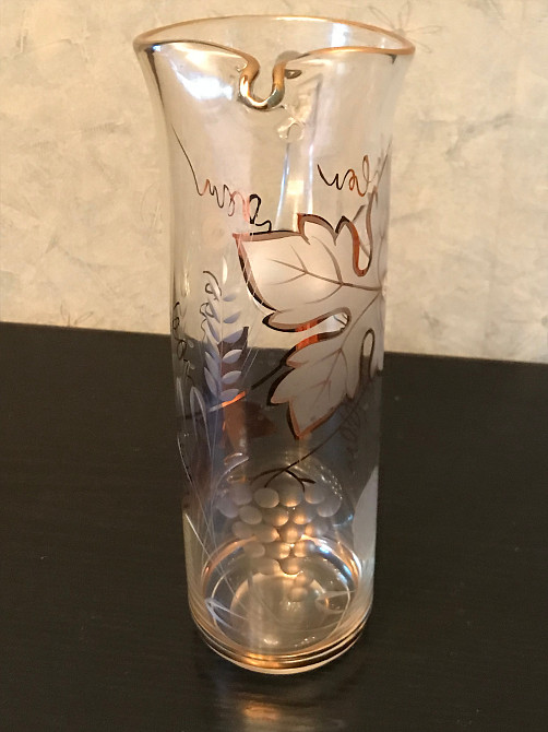 Винтажный графин для напитков с 4 стаканами, Чехословакия, 70-е годы. Дніпро - зображення 1