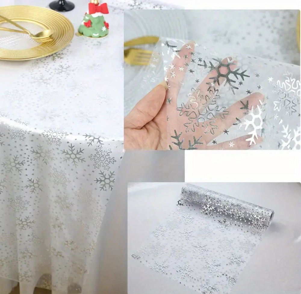 Дорожка новогодняя Leeseph Снежинки 28*275 см серебро Одеса - зображення 12