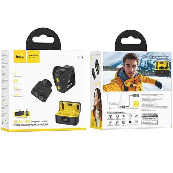 Петличный беспроводной микрофон Hoco L17 Dual-mic magnetic (Lightning/Type-C) Херсон
