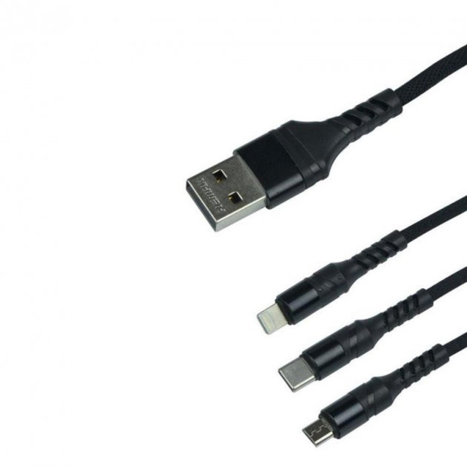 Кабель USB Remax Speed Lightning micro Type-C RC-186th-black 1.2 м черный Київ - зображення 3