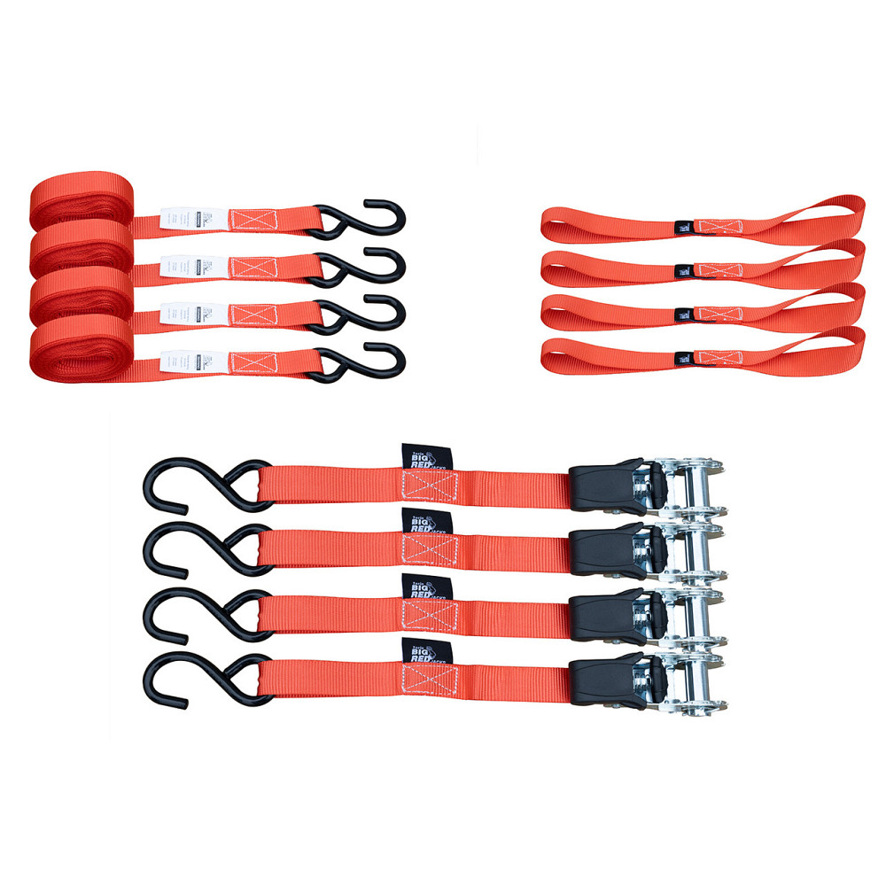 Набор стяжных ремней с храповым механизмом, S-крюками и защитными петлями (Soft Loops) 4 шт., 680 кг Харьков - изображение 1