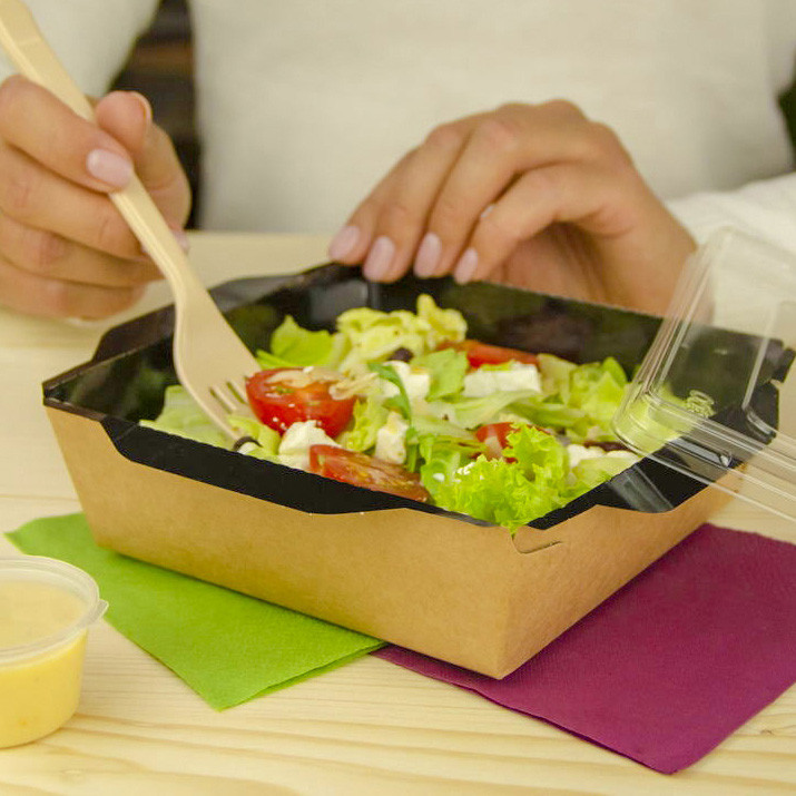 Контейнер 900 мл 150х150х50 мм крафт для еды + прозрачная крышка Херсон - изображение 8