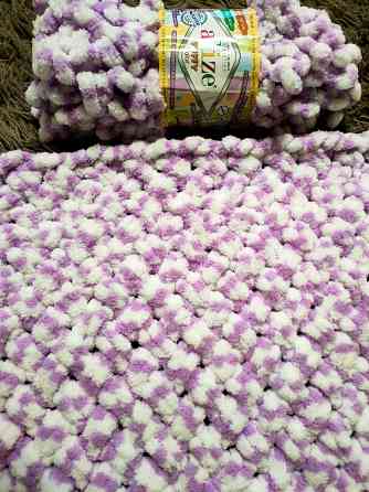 Плед покривало дитячий в'язаний з пряжі Alize Puffy color ручної роботи Handmade Нововолынск