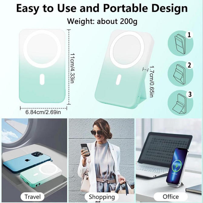 Портативное ЗУ Power Bank JJT-A27-1 Gradient PD20W+QC 22.5W с БЗУ 10000 mAh Херсон - изображение 3
