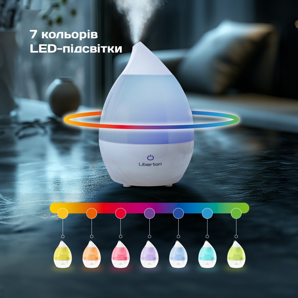 Увлажнитель воздуха Liberton LAH-5800 2.8 л белый Київ - зображення 10