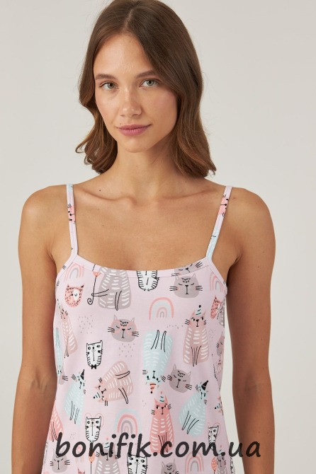 Женская ночная сорочка на тонкой бретели "Cats" (арт. LDK 112/20/03) Кривий Ріг - зображення 2