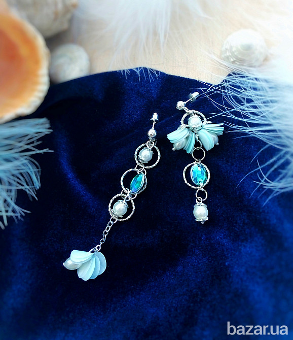 Подводный мир набор авторских украшений серьги и гребень заколка море ракушка кораллы Луцк - изображение 2