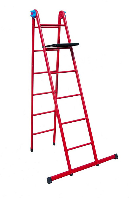 Лестница универсальная металлическая ГОСПОДАР 6 ступенек со столиком h 1610/3620 мм max 150 кг 79-10 Харьков - изображение 1