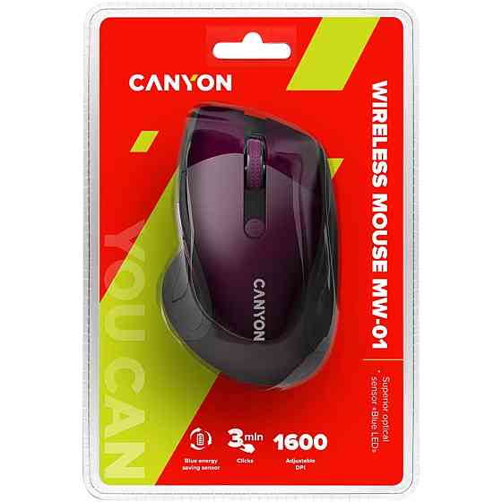 Мышь компьютерная безпроводная Canyon CNS-CMSW01P Purple фиолетовая Київ