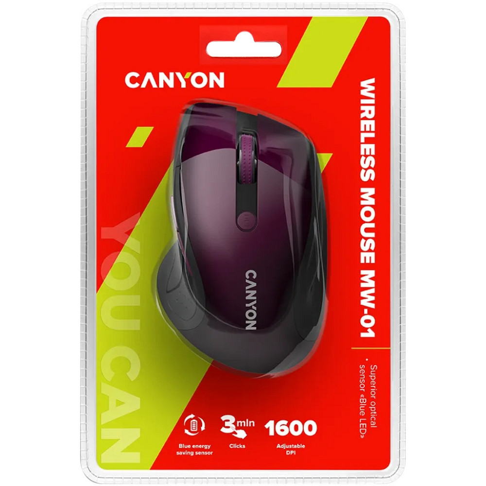Мышь компьютерная безпроводная Canyon CNS-CMSW01P Purple фиолетовая Киев - изображение 4