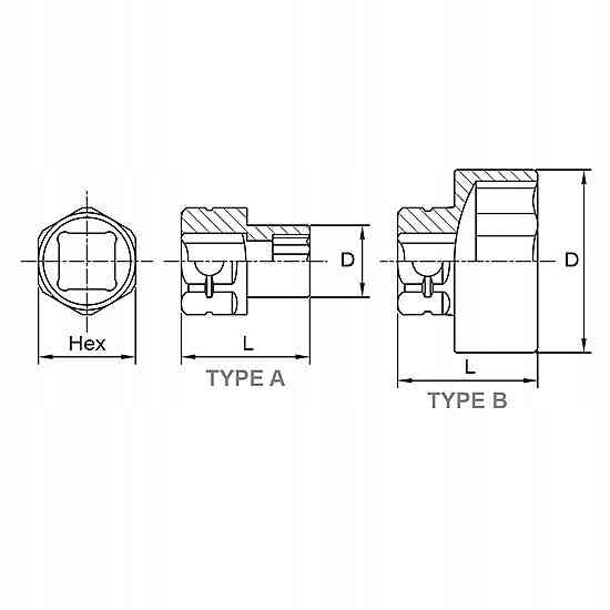 Набор головок ударных низкопрофильных с 6-гр. хвостовиком 1/2" 10-24мм 14ед. TOPTUL GDBU1402 Харків