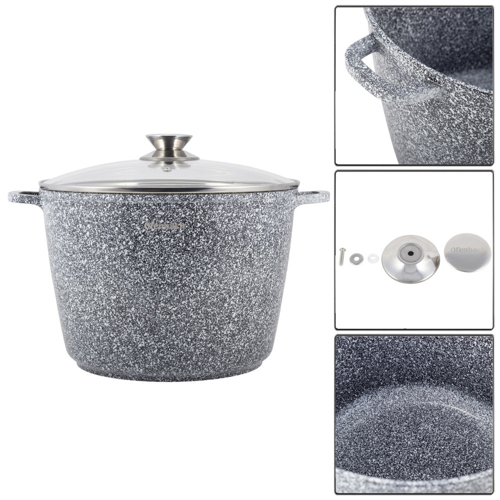Кастрюля Ofenbach Snow Marble 100504 антиприграрная с крышкой 10л 28х20см Одесса - изображение 3