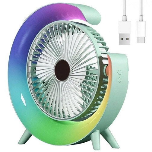 Вентилятор настольный бесшумный с подсветкой RGB Fan Colorful Desktop 19029 мятный Киев - изображение 6