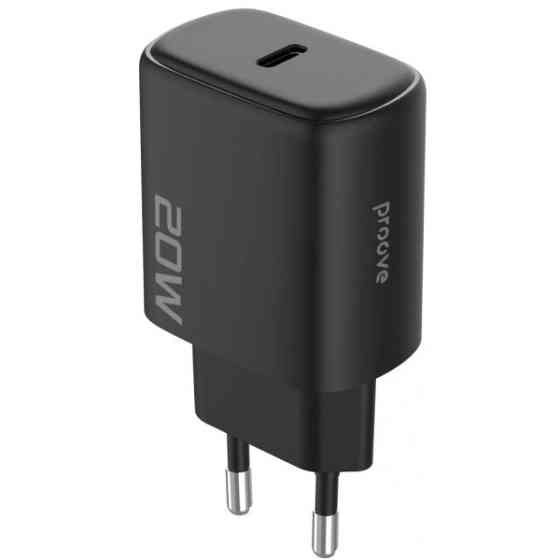Мережевий зарядний пристрій Proove Silicone Power 2 20W (Type-C) + cable Type-C to Lightning 1m Blac Харьков