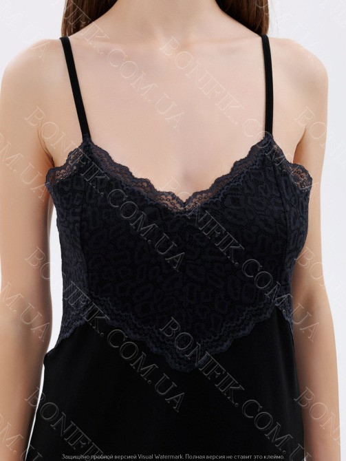 Чёрная ночная сорочка с кружевными вставками (60047) (арт. 1671) Кривой Рог - изображение 2