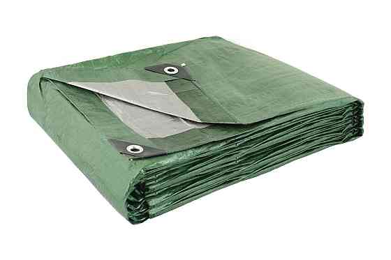 Тент универсальный MASTERTOOL TARPAULIN 5 × 6 м двухсторонний 130 г/м² Green/Silver 89-1506 Харків