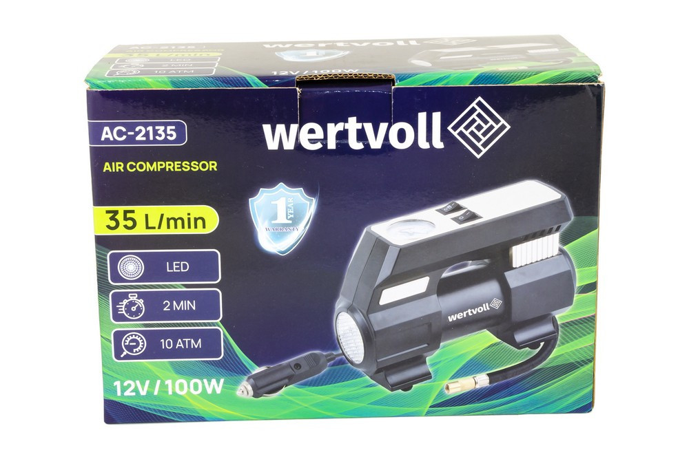 Компрессор автомобильный WERTVOLL 12 V 150 PSI 8 A 100 Вт 35 л/мин AC-2135 Харьков - изображение 7