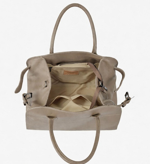 Шкіряна сумка-шопер для жінок — великий формат, ремінець на плече тауп TS00385 Киев - изображение 5