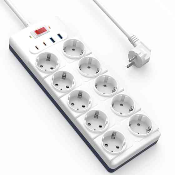 Удлинитель WIWU S008 Power Strip PD20W (2USB-A/2C/10xSocket) (2m) Херсон