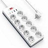 Удлинитель WIWU S008 Power Strip PD20W (2USB-A/2C/10xSocket) (2m) Херсон
