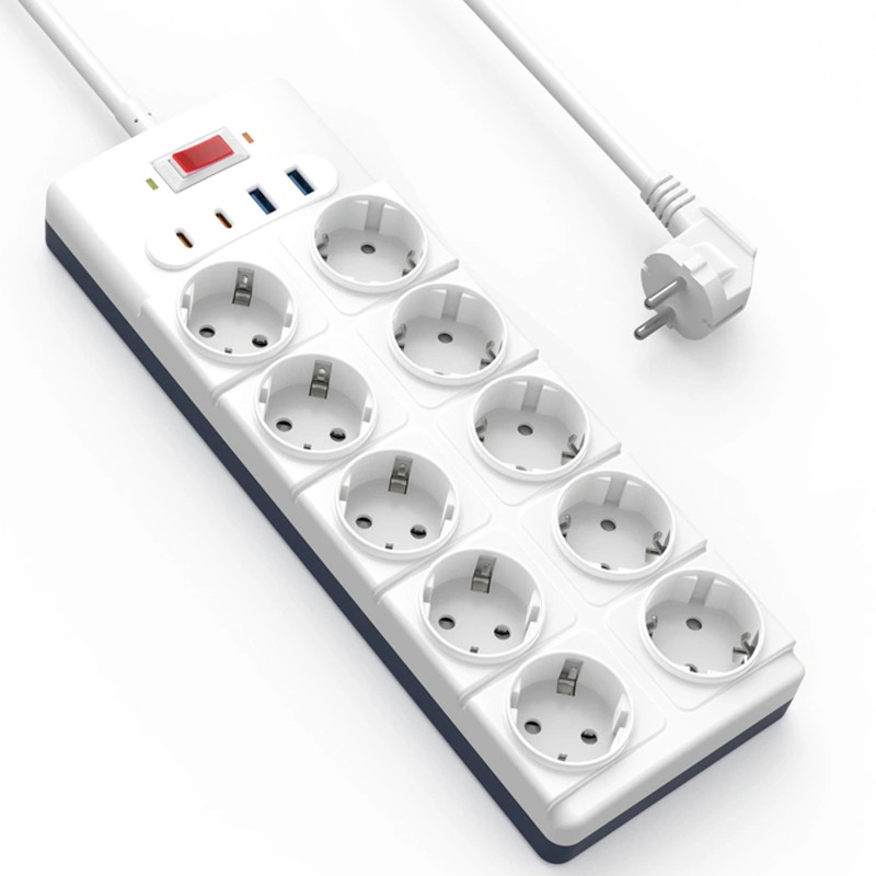 Удлинитель WIWU S008 Power Strip PD20W (2USB-A/2C/10xSocket) (2m) Херсон - изображение 1