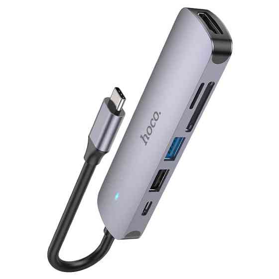 Переходник Hoco HB28 Multi-function 6in1 (Type-C to HDTV+USB3.0+USB2.0+SD+TF+PD) Херсон
