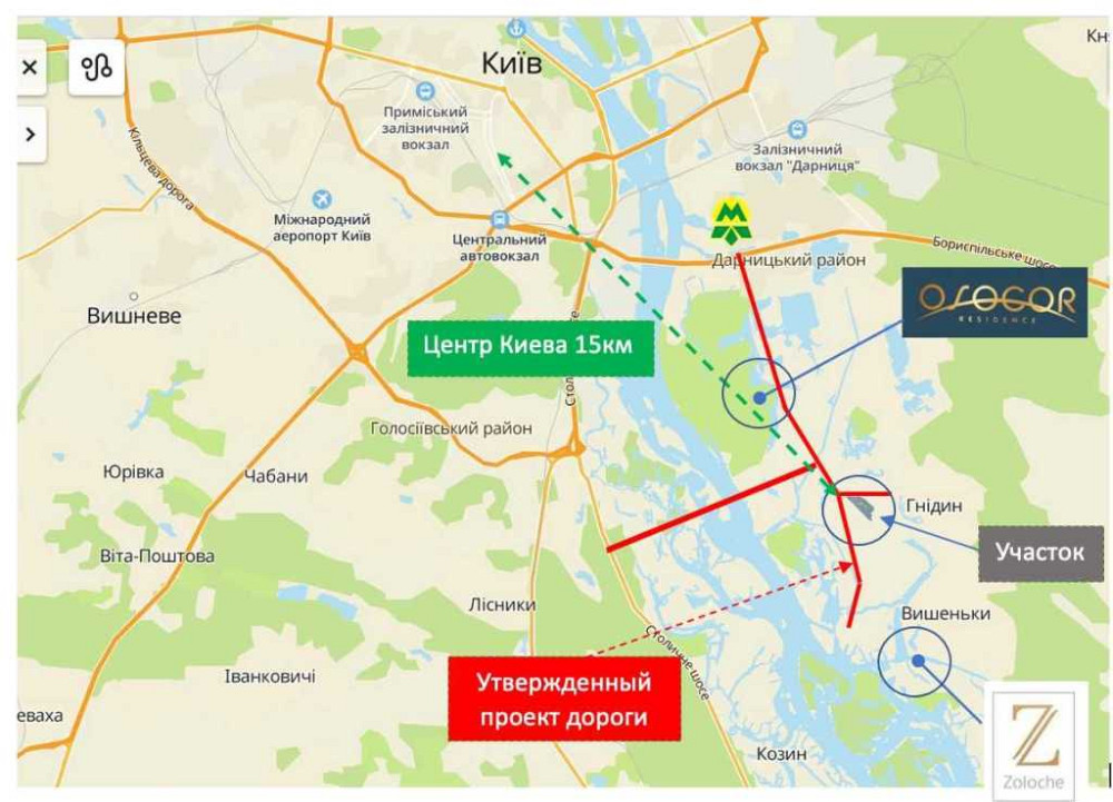 продажа участок под жилую застройку Бориспольский, Гнедин, 2230000 $  - изображение 1