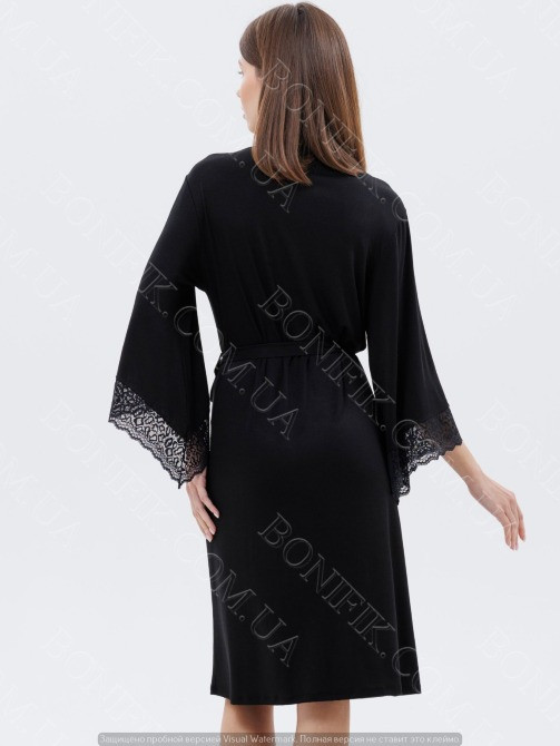 Женский чёрный халат с кружевом "Amour" (60047) (арт. 1347) Кривой Рог - изображение 6