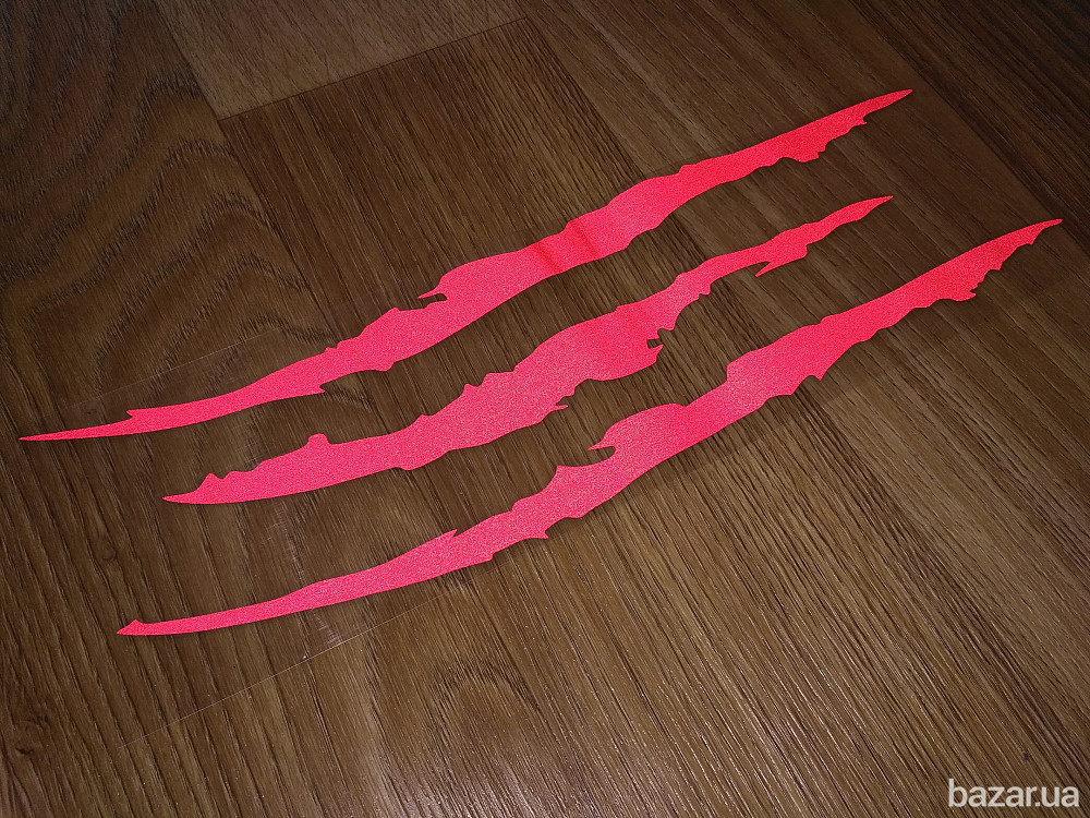 Наклейка на авто-мото в виде Царапины Когтем Красные Светоотражающая Бориспіль - зображення 7