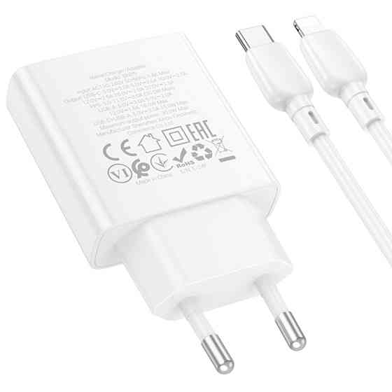 СЗУ Borofone BN25 Wish PD30W+QC3.0 (1USB-A/1C) + кабель Type-C to Lightning Херсон
