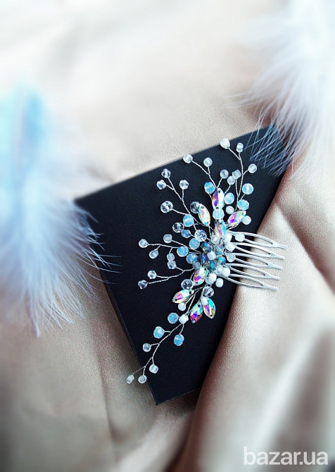 прикраса для волосся Ніжність блакитний білий молочний випускний вечірня прикраса святкова нареченій Луцк - изображение 2