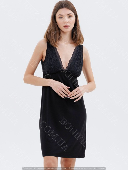 Женская чёрная сорочка из вискозы с кружевными вставками "Amour" (60047) (арт. 1726) Кривой Рог - изображение 1