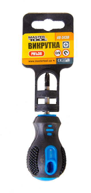 Отвёртка крестовая магнитная MASTERTOOL PH1х38 мм ручка с TPR покрытием 48-5138 Харків - зображення 2