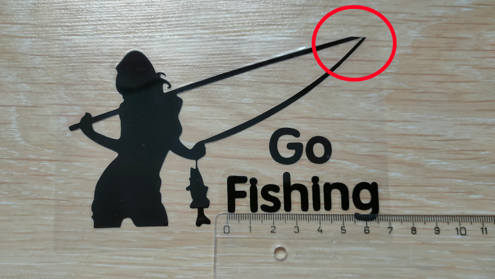 Наклейка на авто Девушка на рыбалке Черная Бориспіль - зображення 6