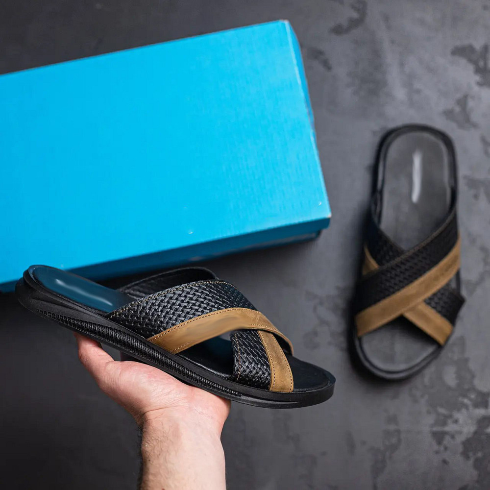 Мужские кожаные  летние шлепанцы-сланцы Київ - зображення 8