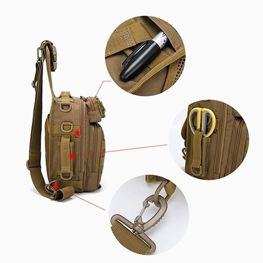 Якісна тактична сумка, укріплена чоловіча сумка тактична слінг. Колір: койот Одеса - зображення 6