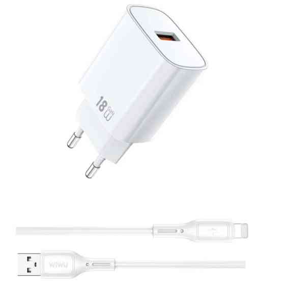 СЗУ WIWU G006 Essen QC3.0 18W GaN (1USB-A) + кабель USB to Lightning Херсон