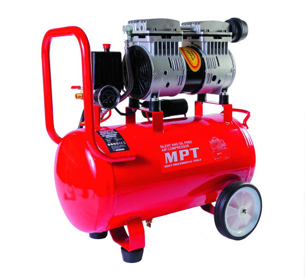 Компрессор бесшумный MPT PROFI OIL FREE 24 л 800 Вт 1450 об/мин 7 атм медная обмотка MAC80243S Харків - зображення 1